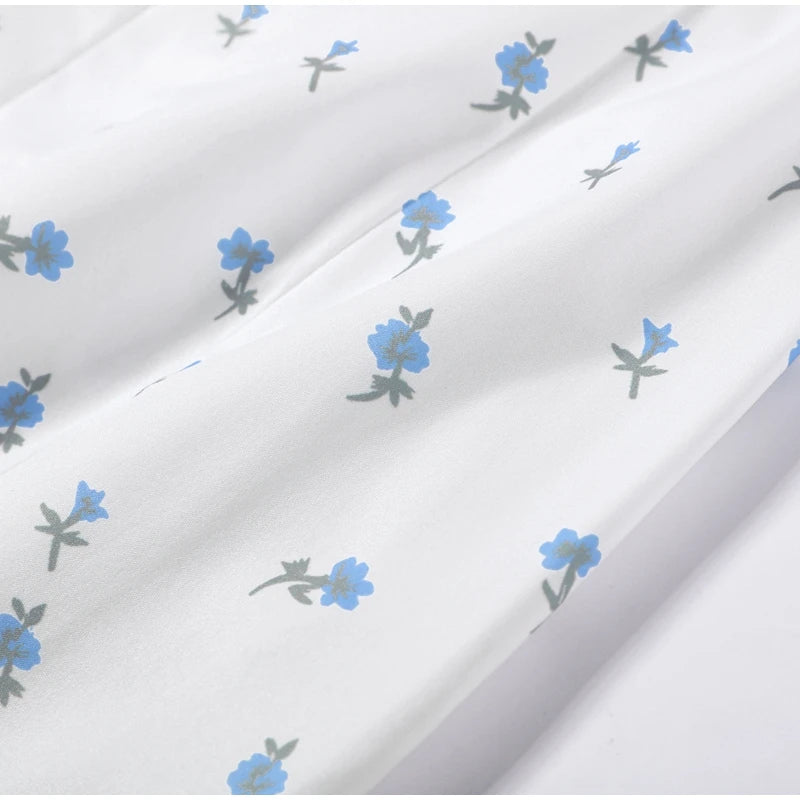 Elegant Printed Women's Dress Sleeveless Square Collar Waist-Closed Lady Mini Dresses With Waist Tape 2026 Summer Female Robe