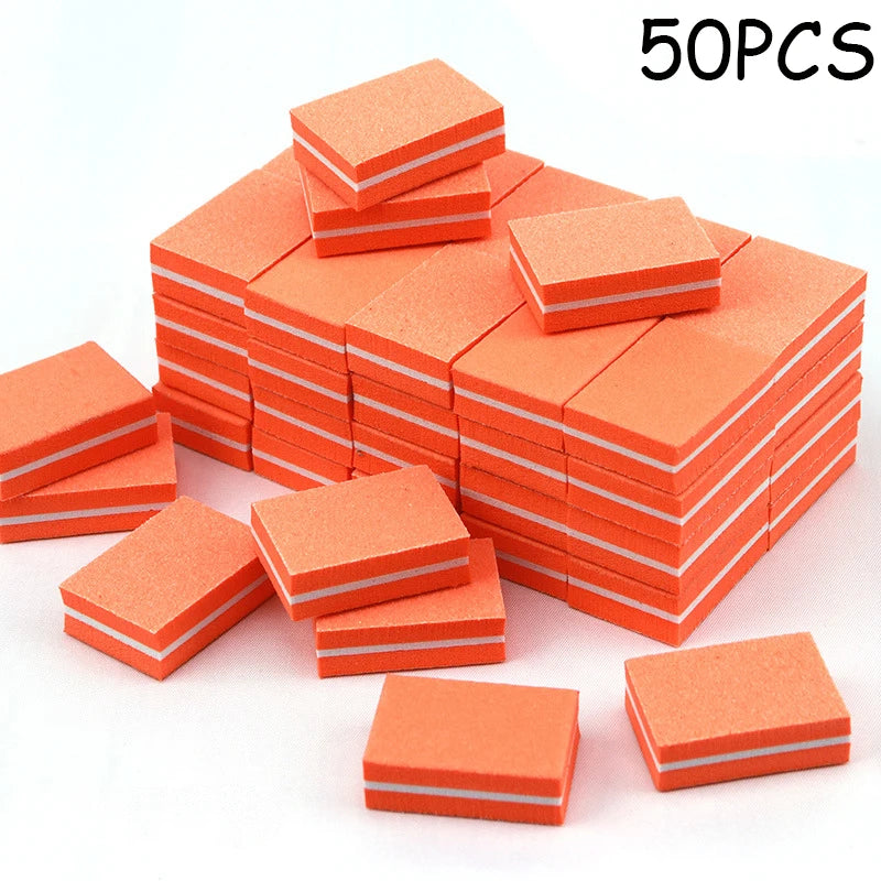 50Pc Professional Mini Nails Art buffer File 100/180 Sandpaper Manicure Tips Care File Sanding Polishing Grinding Equipment Tool