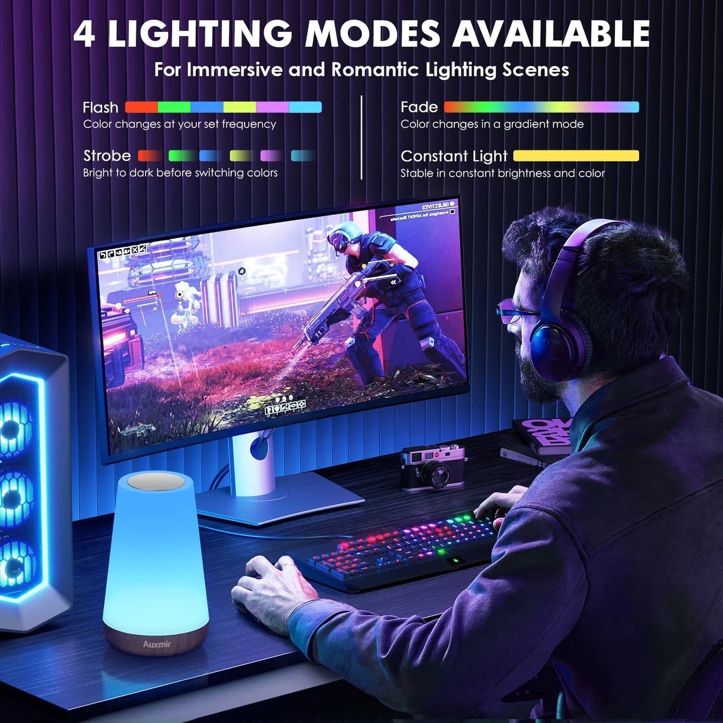 Dimmable Touch LED Table Lamp – 13 Colours & 5 Brightness Rechargeable Bedside Light