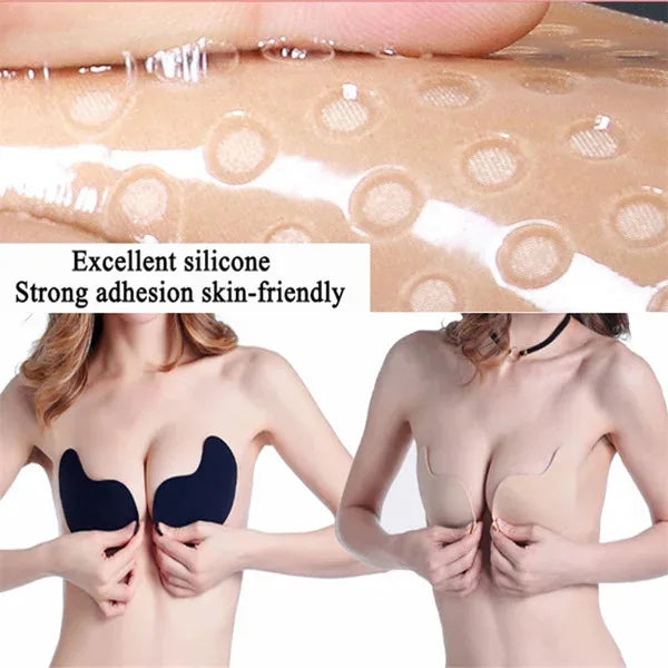 Sexy Women Invisible Push Up Bra Self-Adhesive Silicone Bust Front Closure Sticky Bra Skin Backless Strapless Bra