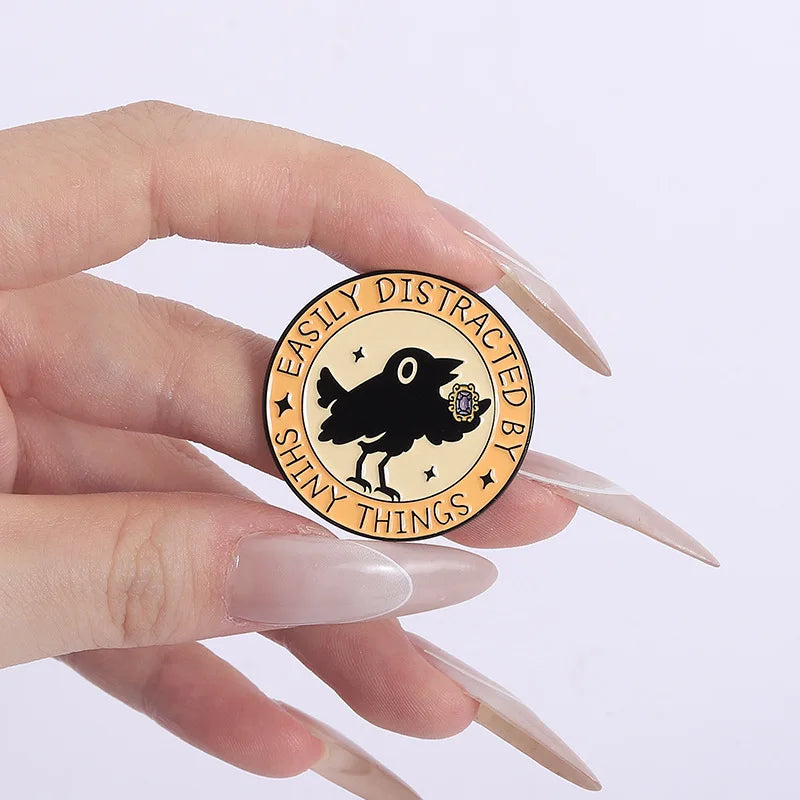 Cute Black Crow Metal Enamel Pin Brooches Bag Lapel Pins Cartoon Badges on Backpack Accessories Decorative Jewelry Gifts