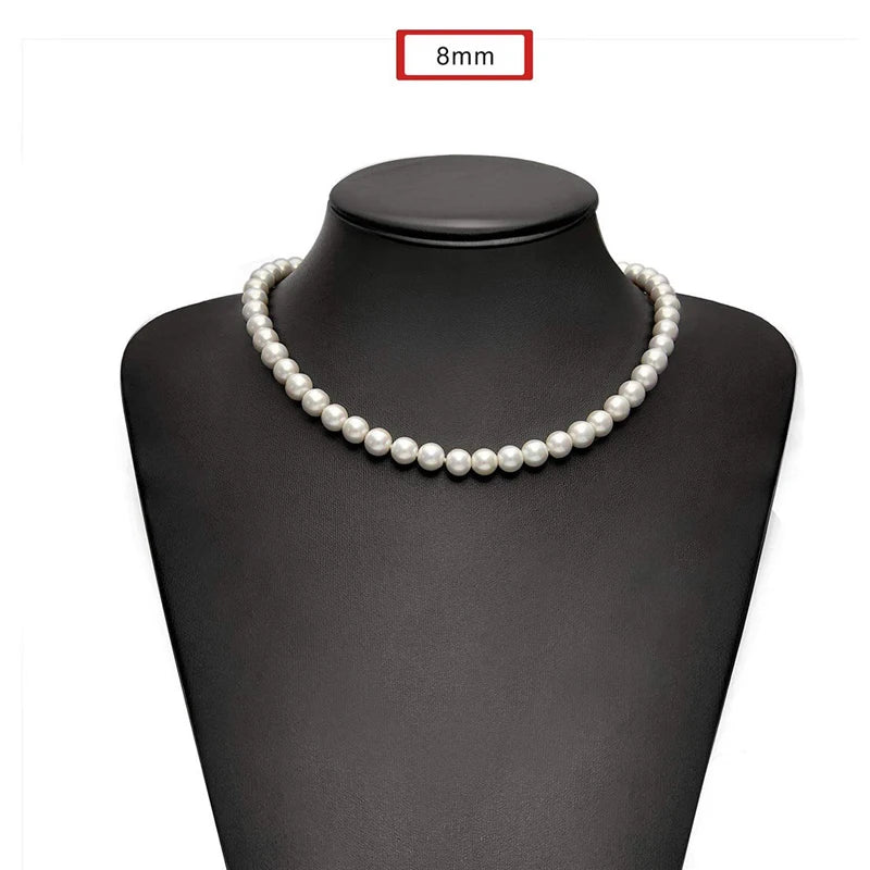 Simple Imitation-Pearl Beaded Short Choker Necklace for Men Trendy White Beaded Chains on Neck Accessories 2026 Fashion Jewelry