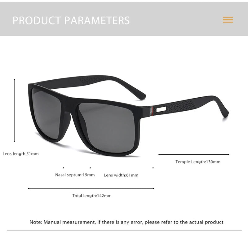 Fashion Vintage Square Polarized Sunglasses Men Women Luxury Brand Designer Men's Sun Glasses Driving Fishing UV400 Eyewear Man