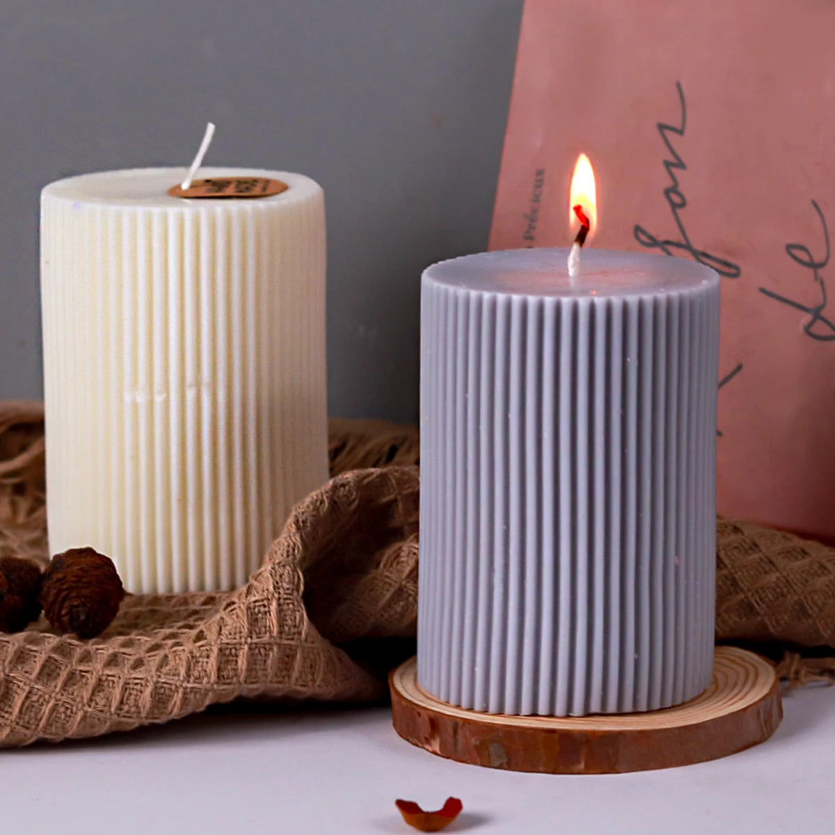 Classical Striped Cylindrical Silicone Candle Mould – DIY Pillar Wax Craft