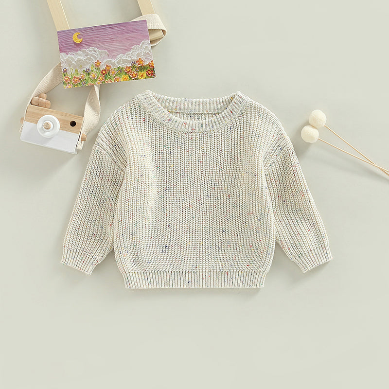 Children s Unisex Fall Sweater Vibrant Polka Dots Design with Long Sleeves and Round Neckline for Boys and Girls