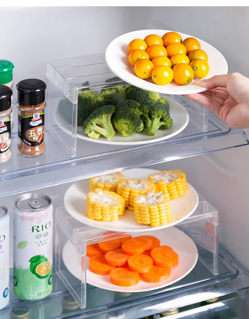 Fridge Storage Rack & Layered Separator Shelves – Transparent Space-Saving Organiser