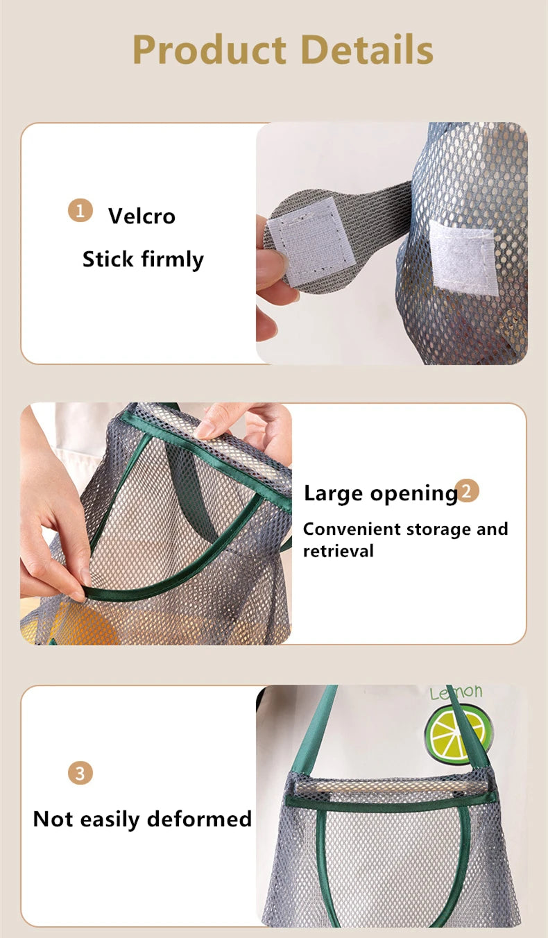 Reusable Kitchen Hanging Mesh Storage Bag – Fruit, Vegetable & Garlic Net Bag