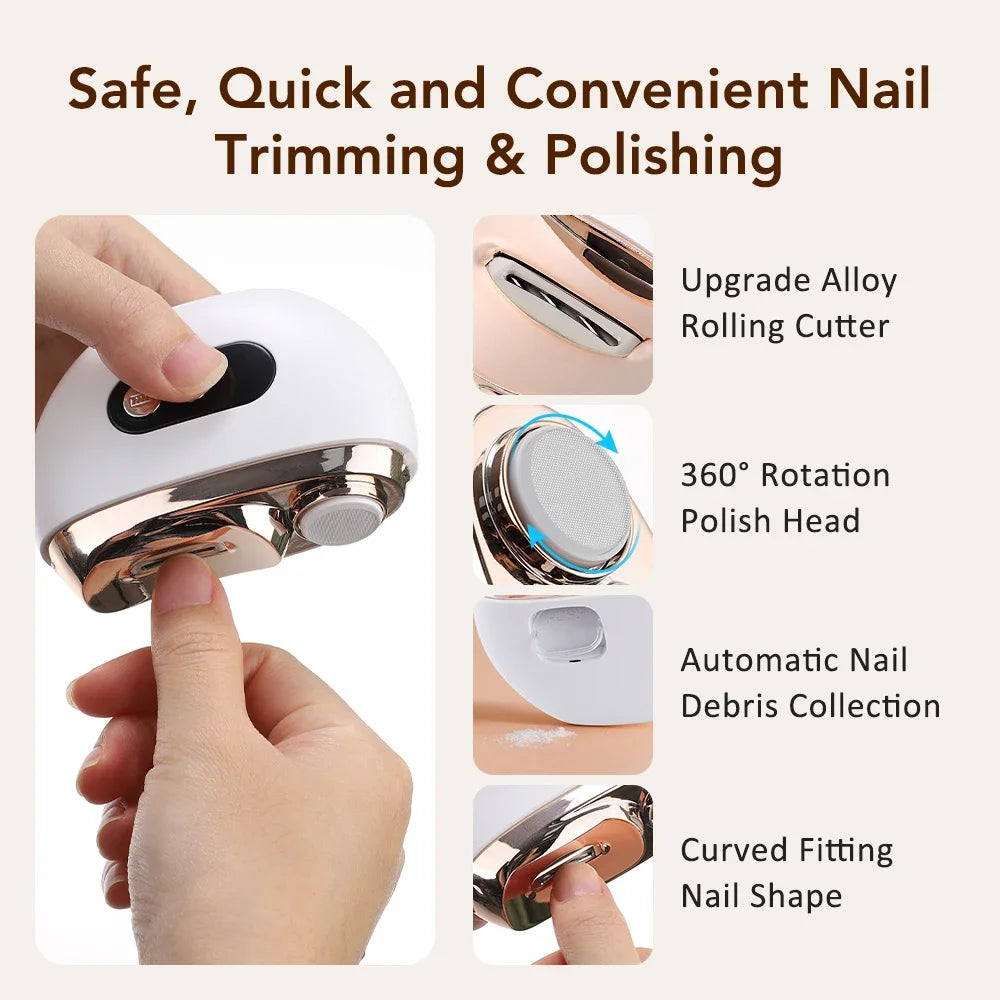 Multifunctional Electric Nail Clipper Anti Splash Nail Trimmer Portable 2 In 1 Manicure Pedicure Cutter For Baby Adults