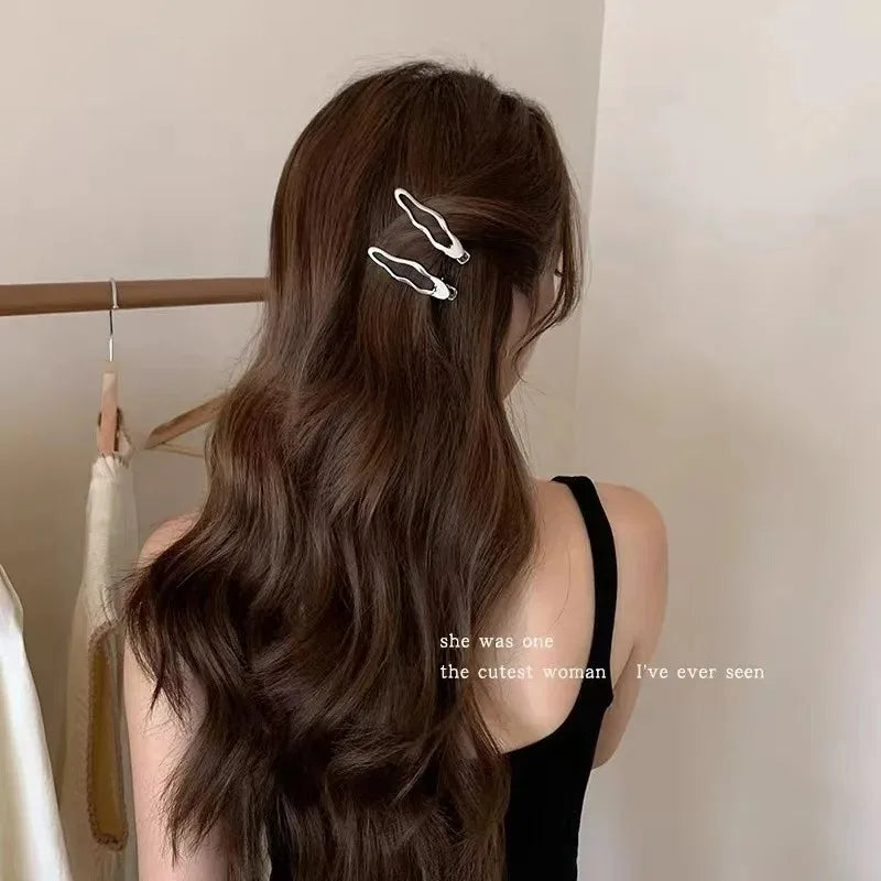 24Pcs/Set Y2K Silver Metal Hair Clips for Women And Girls Star Hair Accessories Multiple Styles Seamless Duckbill Hairpins
