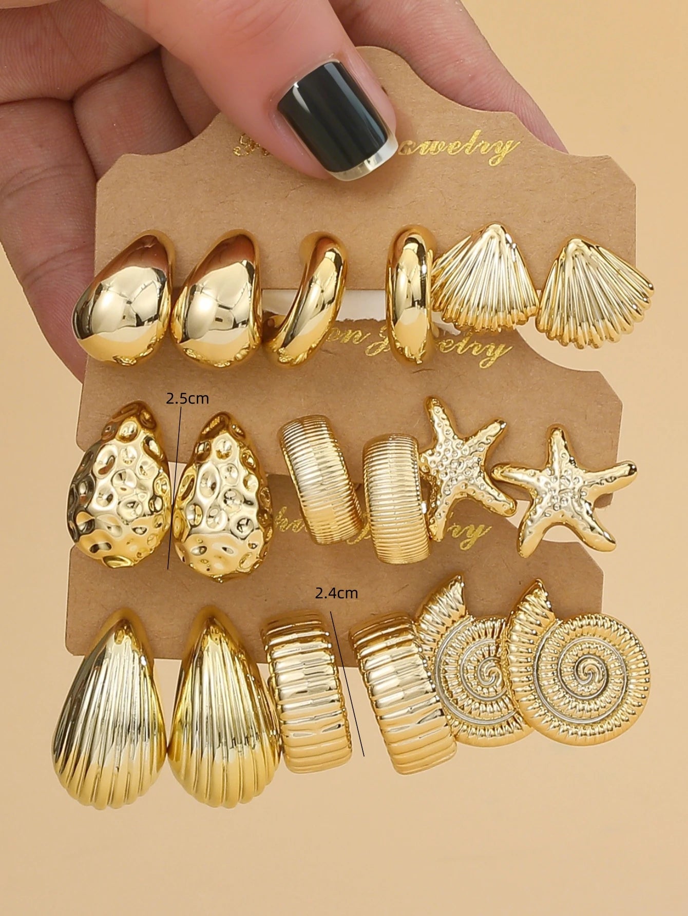 Coastal Starfish & Seashell Earrings Set – 3 or 6 Pairs Boho Beach Jewellery