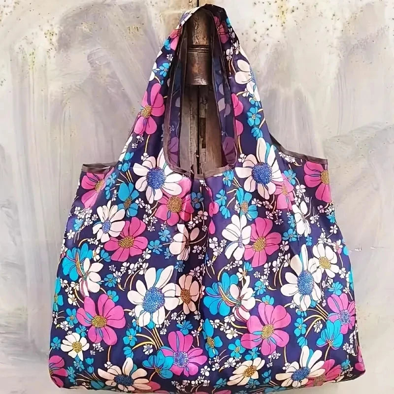 Foldable Waterproof Reusable Shopping Bag – Portable Grocery Shoulder Tote