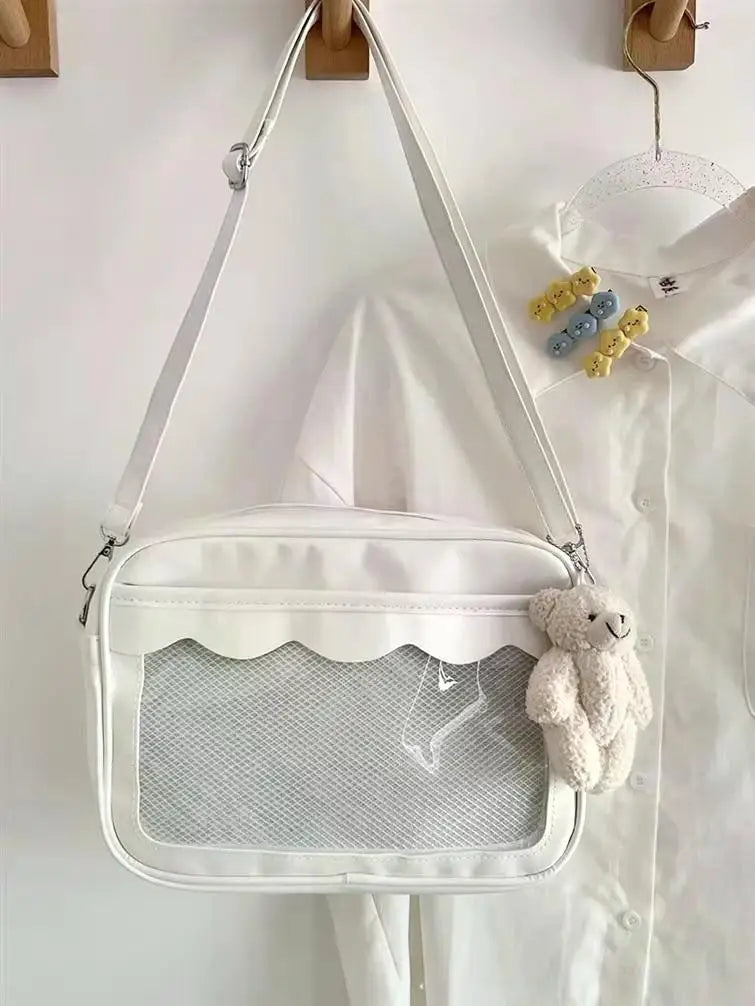 Japanese Harajuku Women's Ita Bag PU Transparent Pocket Itabag High School Girl Uniform JK Crossbody Shoulder Bag Handbag