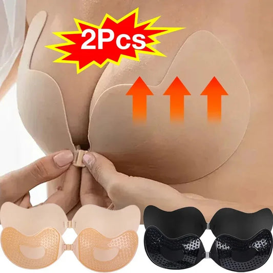 Women's Self-Adhesive Silicone Invisible Push-Up Bra – Backless Strapless Sticky Bra