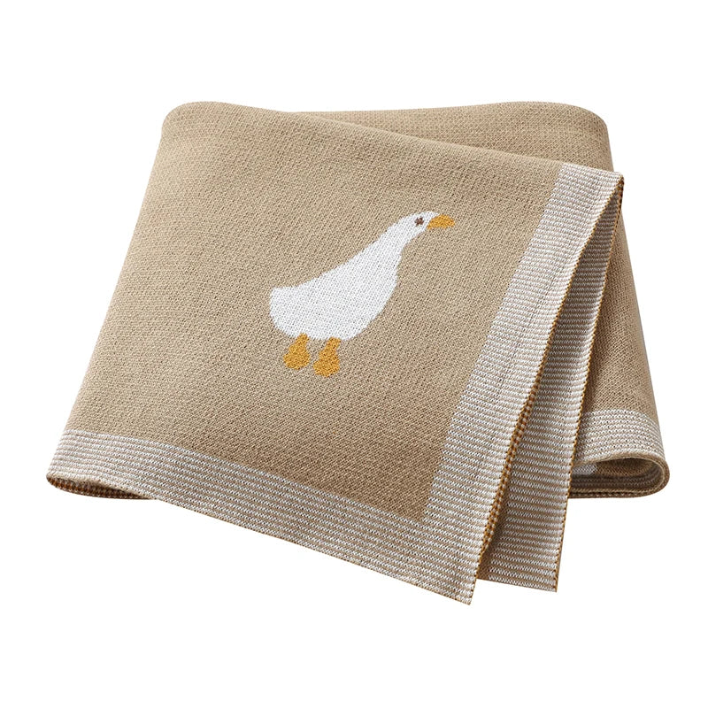 Baby Cotton Blanket Cartoon Goose Knitted Newborn Boys Girls Swaddle Wrap Plaid for Stroller Bedding 90*70cm Infant Sleeping Mat