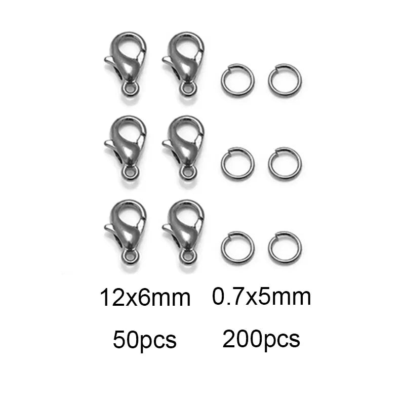 8 Colors 200pcs Open Jump Rings+ 50pcs Lobster Clasps Hooks Connectors Jewelry Making DIY Bracelet Necklace Jewelry Findings Kit