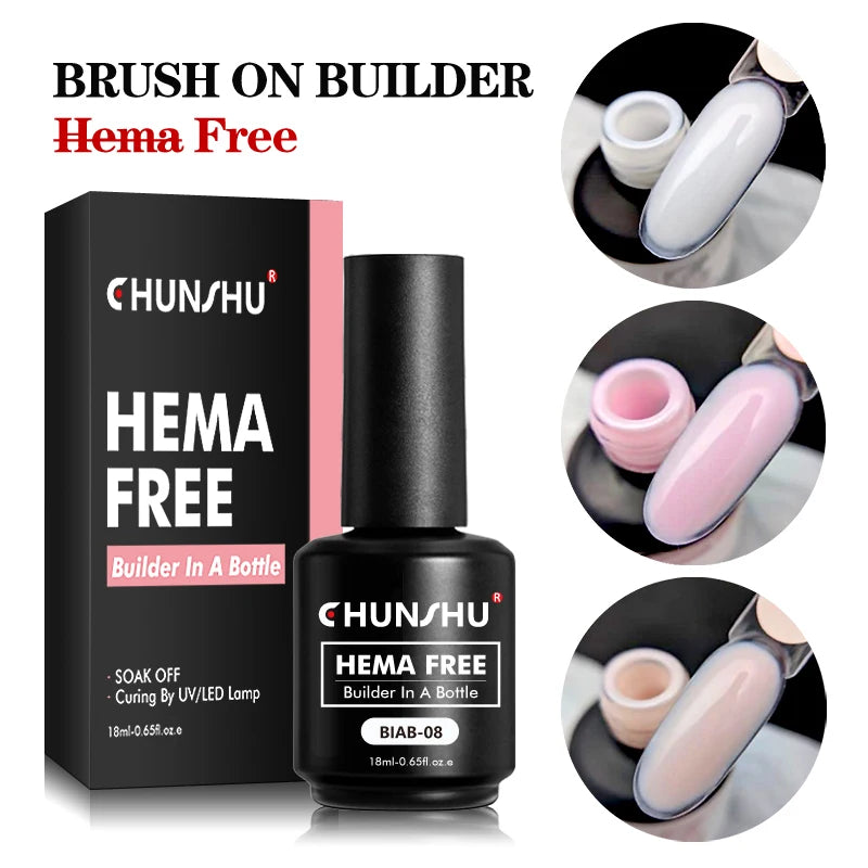 CHUNSHU Hema FREE Construction UV Gel 18ml Builder Nail Gel In A Bottle Semi Permanent Thick Rubber Base Gel Extension Nails Art