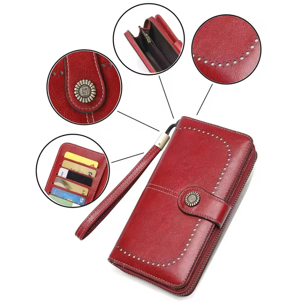 High Quality Women Wallet  Anti-theft Leather Wallets For Woman Long Zipper Large Ladies Clutch Bag Female Purse Card Holder