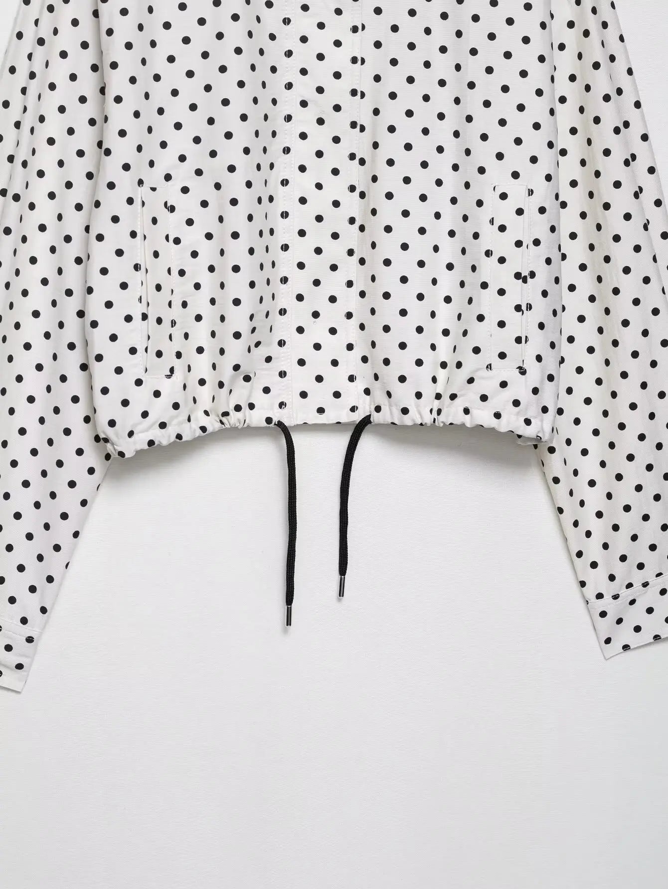 HH Woman Autumn Long Sleeves Turtleneck Zipper With Pockets Drawstring Casual Coats Women Fashion Polka Dot Printed Jacket