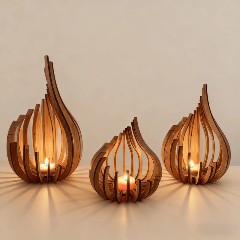 Streamline Wooden DIY Candle Holder – Handmade Warm Atmosphere Décor