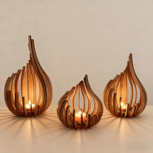Streamline Wooden DIY Candle Holder – Handmade Warm Atmosphere Décor