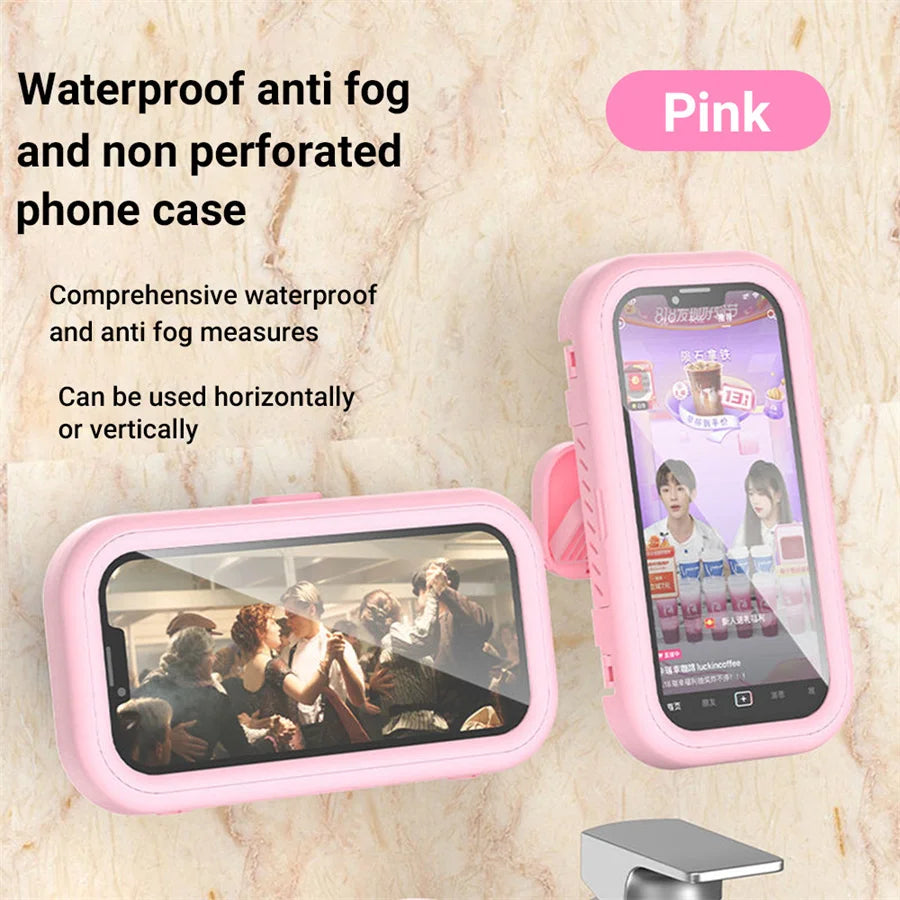 Waterproof Shower Phone Holder Rotation Angle Adjustable Telescoping Wall Mount Phone Holder for Bathroom Kitchen Bracket Stand