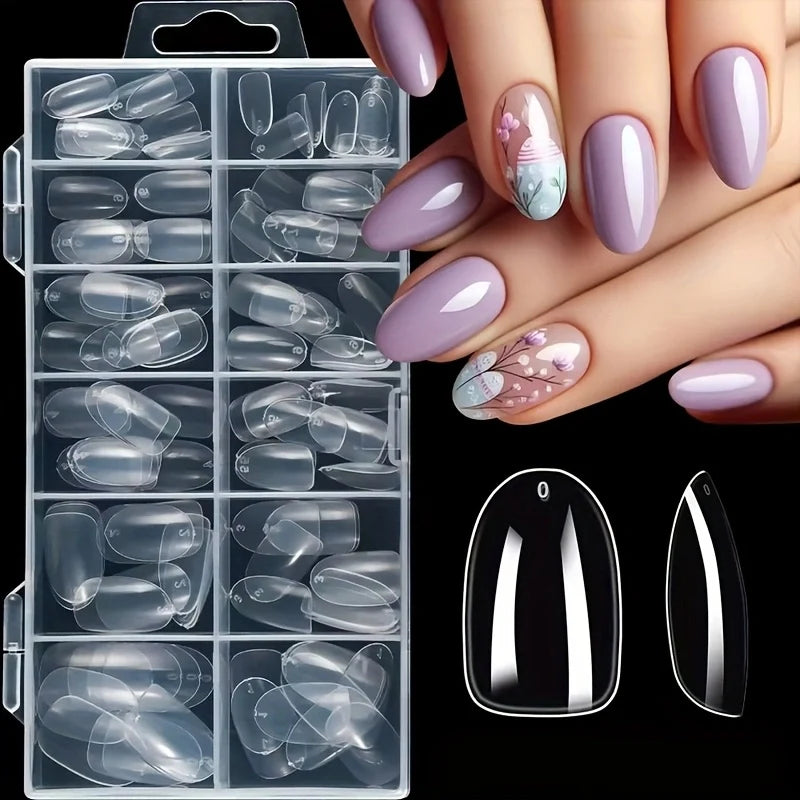 120 Pieces of Transparent Coffin/Mandarin/Aprilion/Square/Oval/Other Shape Style Boxed Nails, 12 Different Sizes Full Cover Acrylic Press-On Nails, Suitable for Home DIY Nail Art and Nail Salons, or as a Gift for Women's Nail