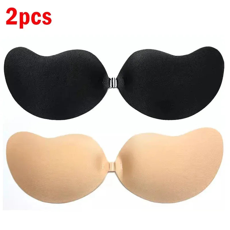 Sexy Women Invisible Push Up Bra Self-Adhesive Silicone Bust Front Closure Sticky Bra Skin Backless Strapless Bra