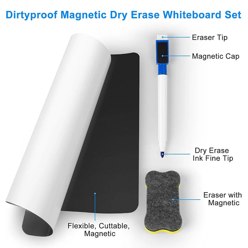 A3 Size Magnetic Whiteboard Dry Erase White Board, Fridge Stickers for Refrigerator Kitchen Planner Bulletin Board