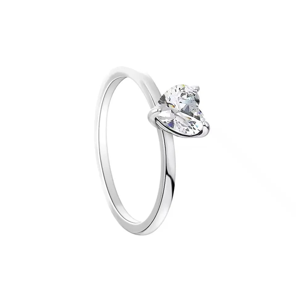 New 925 Sterling Silver Charm Red Heart-shaped Rings Women Rings Fine Jewelry Fashion Mother Gifts