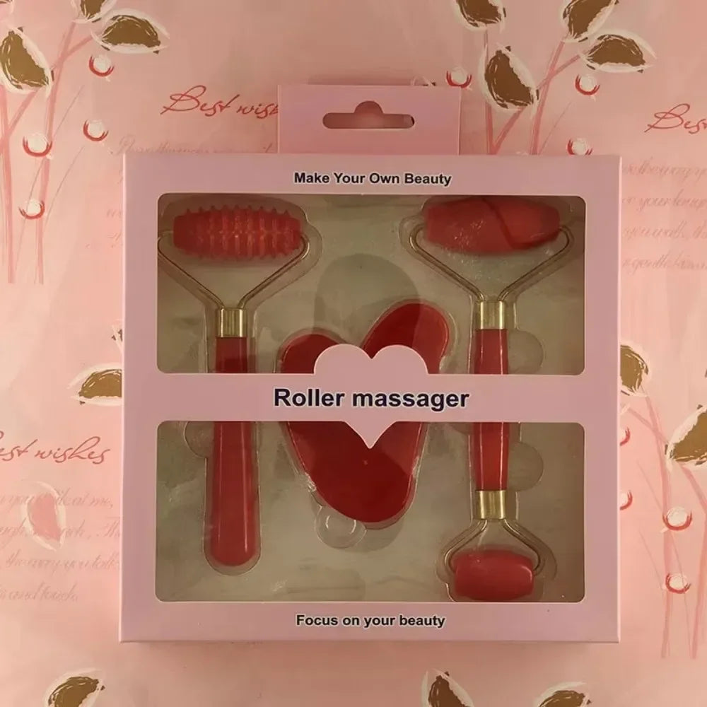 3-Piece Resin Gua Sha Facial Roller Set – Face & Body Massage Tools