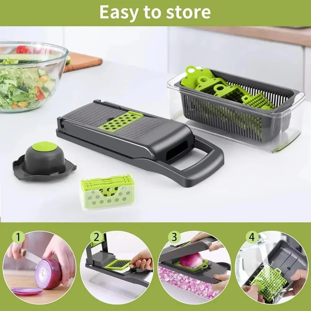 14-in-1 Multi Vegetable Chopper — Slice, Dice & Prep in Seconds