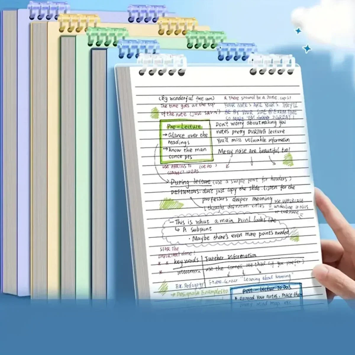 A5 60 Sheets Planner Thick Notebook Spiral Binding Loose-leaf Notebooks with Lines Pages for School Office Stationery Supplies