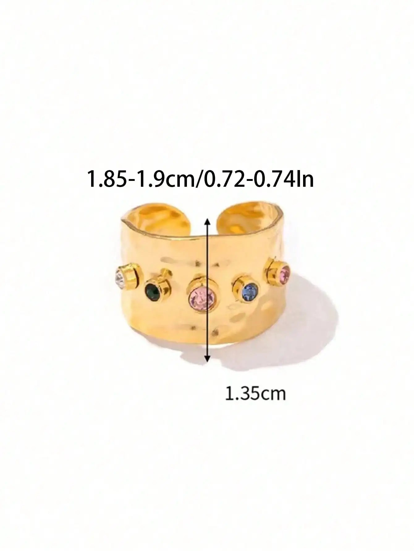 2pcs/Set Colorful Cubic Zirconia Gold-Tone Waterproof Star Rings Set, Jewelry Gift  double rings for friend  jewelry Y2k fashion