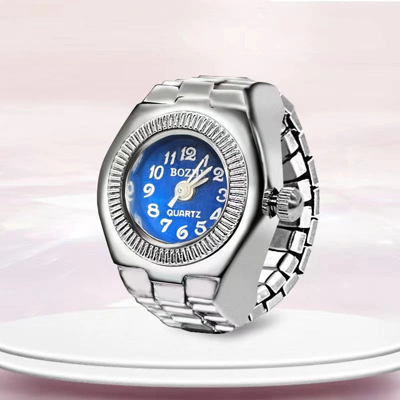 Vintage Y2K Finger Watch Rings for Women Men Elastic Stretchy Roman Quartz Mini Watches Rings Punk anillos Gift