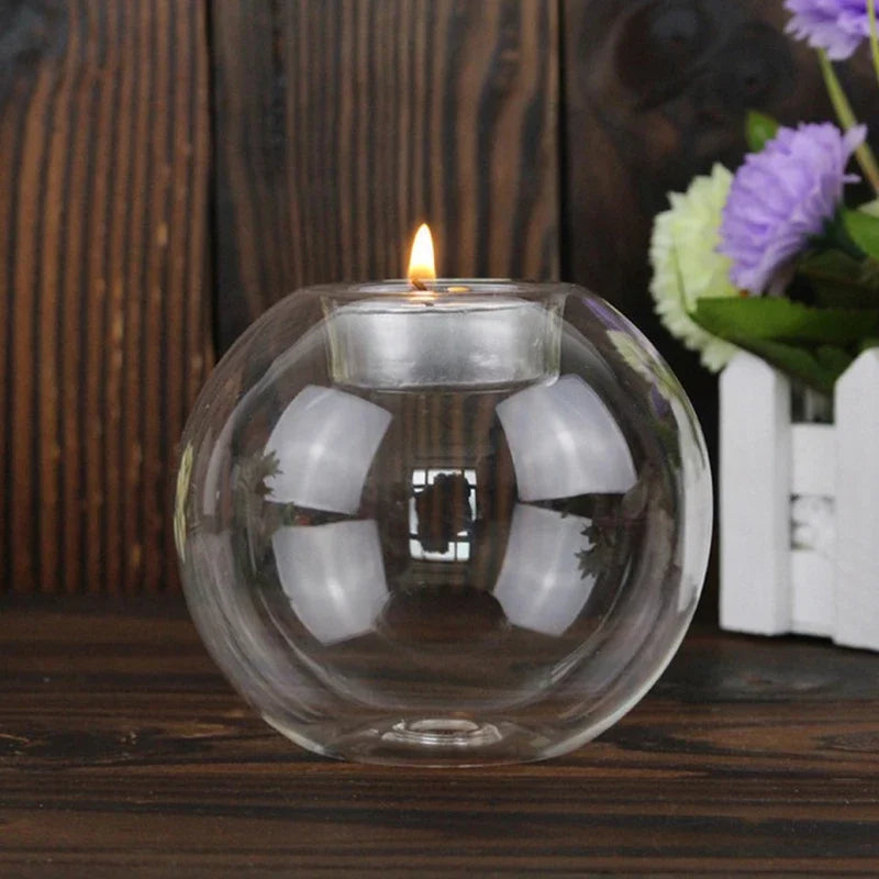 Elegant Round Glass Candle Holders – European Style Centrepiece for Weddings & Events
