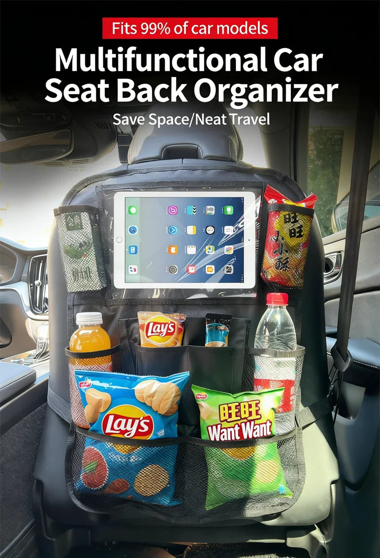 1/2PCS Car Seat Storage Bag Waterproof Durable Oxford Fabric with Touch Screen Tablet Holder Anti-Kick Seat Back Bag Auto Parts