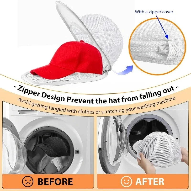 Portable Hat Washing Protection Bag – Anti-Deformation Mesh Cap Cleaner for Baseball Hats