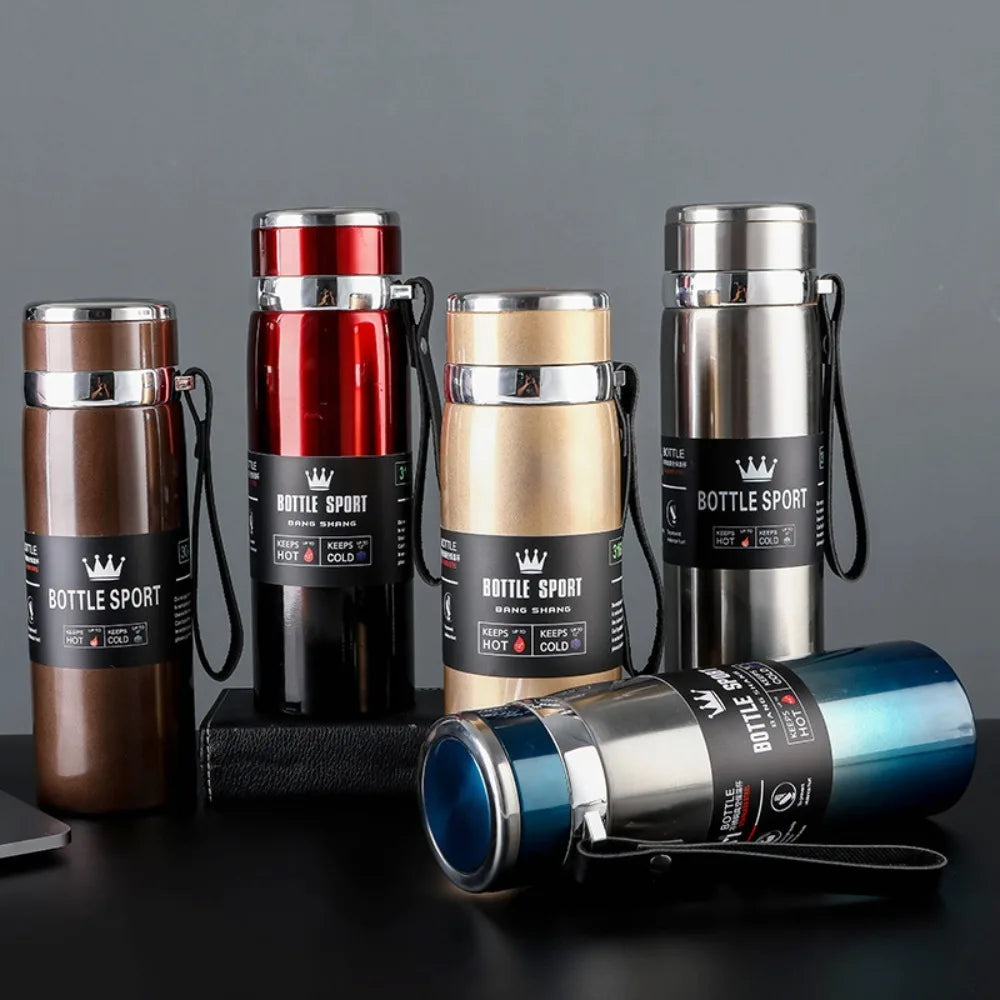 1L Stainless Steel Thermos Vacuum Double Layer Insulated Stainless Steel Water Bottle Can Store Hot and Cold Water Metal Kettle