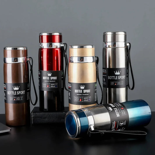 1L Stainless Steel Vacuum Flask – Double-Wall Insulated Hot & Cold Bottle