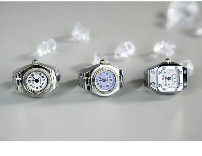 Vintage Y2K Finger Watch Rings for Women Men Elastic Stretchy Roman Quartz Mini Watches Rings Punk anillos Gift