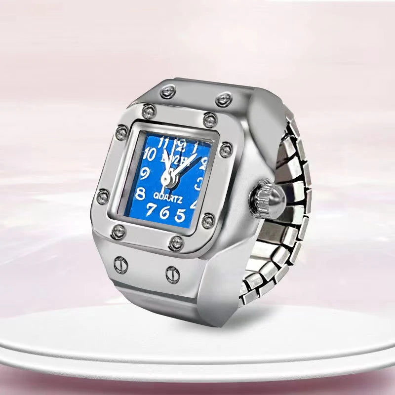 Vintage Y2K Finger Watch Rings for Women Men Elastic Stretchy Roman Quartz Mini Watches Rings Punk anillos Gift