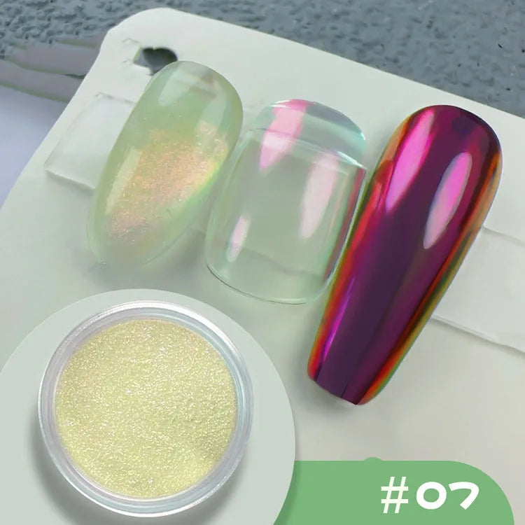 Chrome Mirror Nail Powder – Holographic Laser Silver & Gold Glitter Pigment
