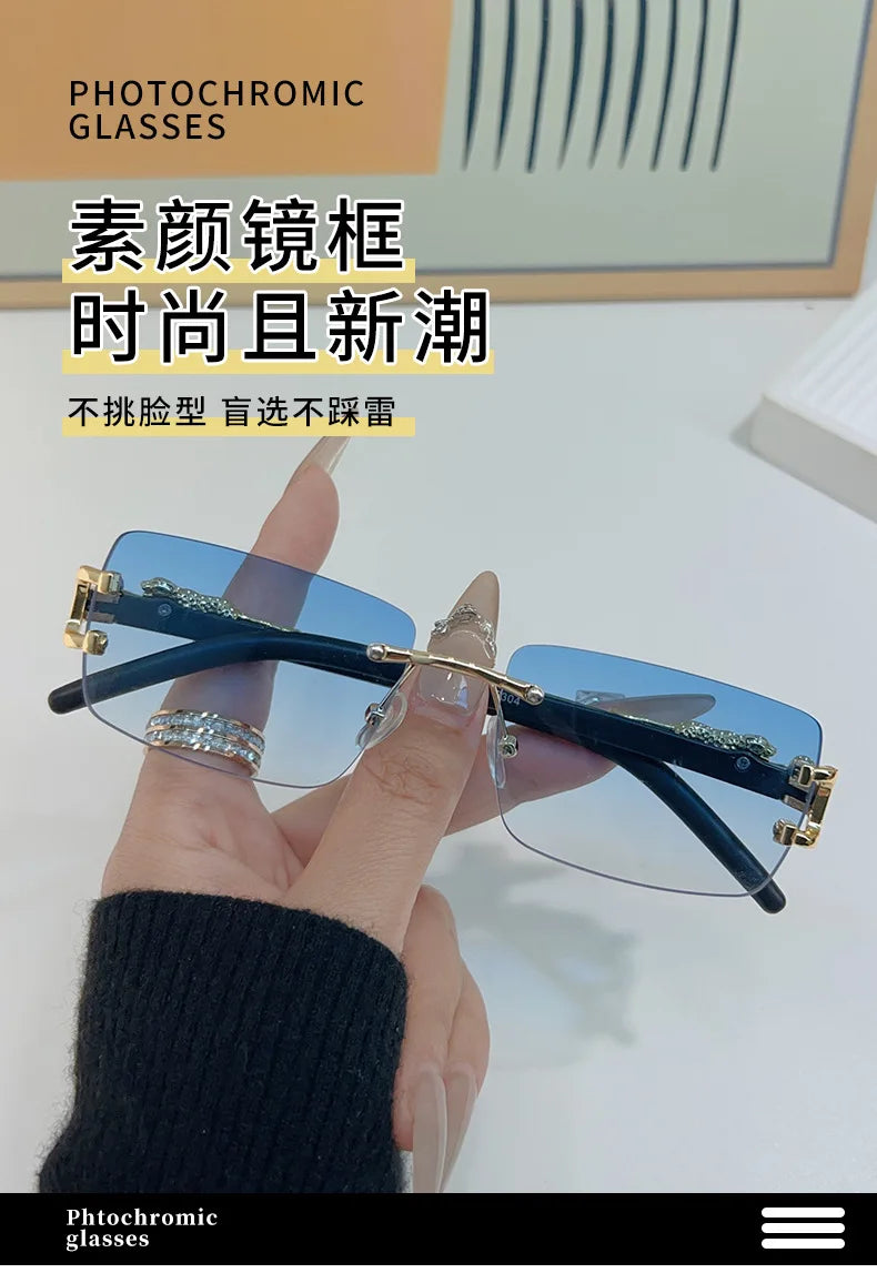 Frameless Rectangular Vintage Sunglasses – UV400 Personalised Eyewear for Men & Women
