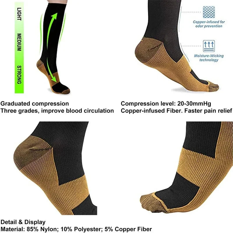 Compression Socks Medical Varicose Veins Swelling Support Legs 20-30mmHg Running Sports Socks Anti Fatigue Pain Relief Men Women