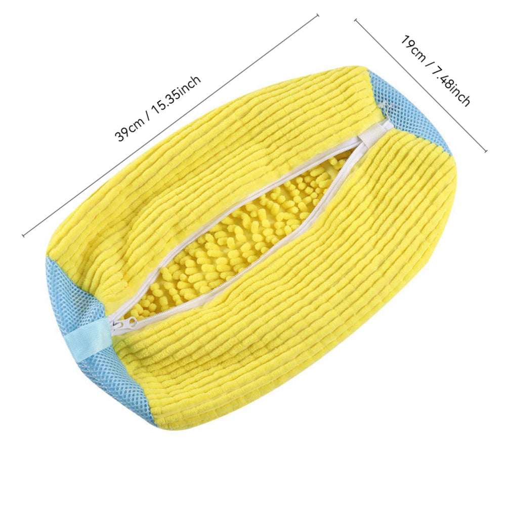 Durable Mesh Shoe Wash Bag with Zipper & Plush Lining - Protects Sneakers/Casual Shoes in Washing Machine, Reusable Laundry Bag