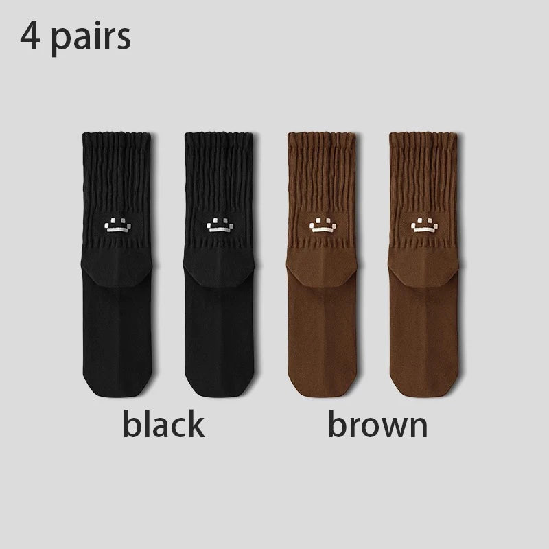 4 Pairs Men's Cotton Work Socks Cushioned Long Running Breathable Ankle Crew Socks  Casual Socks for Men Cycling socks