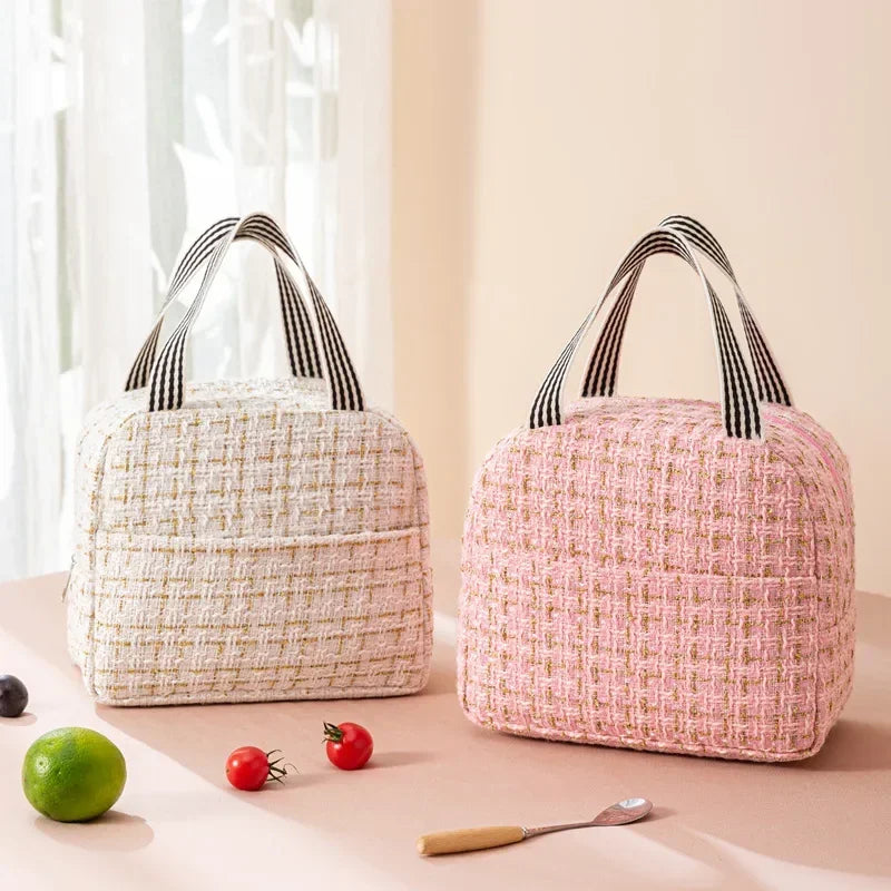 Ins Fashion Tote Lunchbox Thermal Bag Women Men Bento Storage Insulated Lunch Bag Portable Cooler Picnic Insulation Bags Handbag