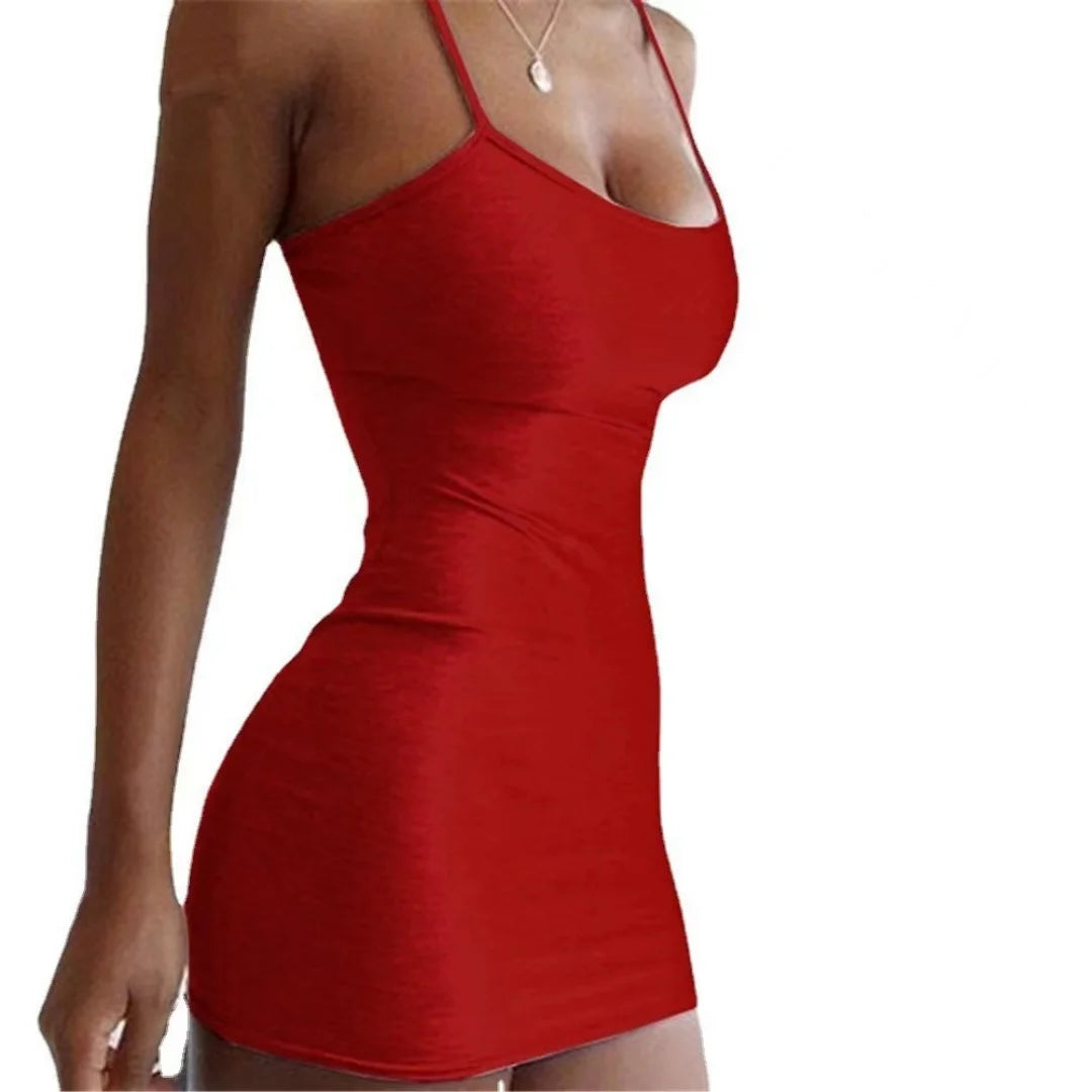 Women's sexy tight sleeveless suspender pajamas can be worn as outerwear hip skirt home clothes