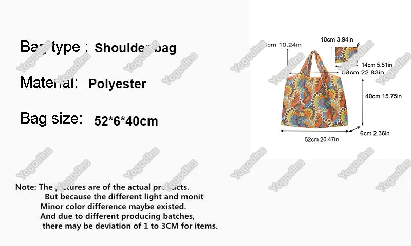 Foldable Waterproof Reusable Shopping Bag – Portable Grocery Shoulder Tote