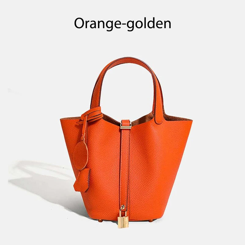 MENDY Genuine Leather Bucket Bag – Premium Large Tote Handbag for Women